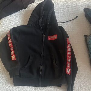 Thrasher mens Black and Red Zip-Up Hoodie